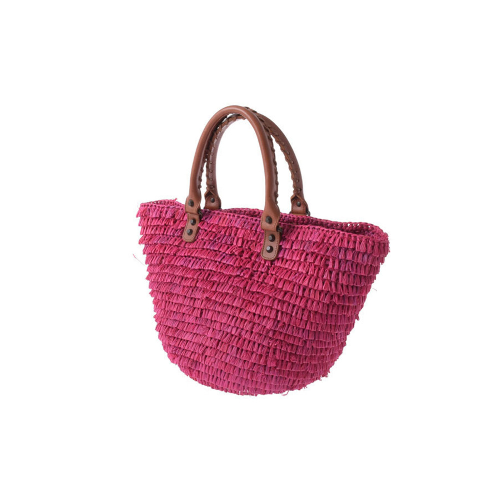Balenciaga Straw Tan raffia tote bag pink - Picture 2 of 11